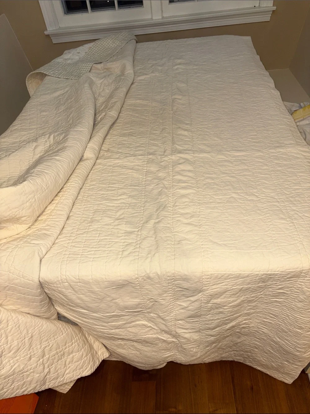 Cream and Pink Floral Patchwork Hand stitched  Quilt